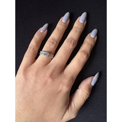 Mon Tresor 0.50 Cents Solitaire With Baguette And Dia Half Ring - White