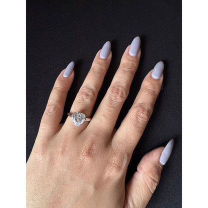 Mon Tresor 3 Pin Heart Solitaire Ring - White