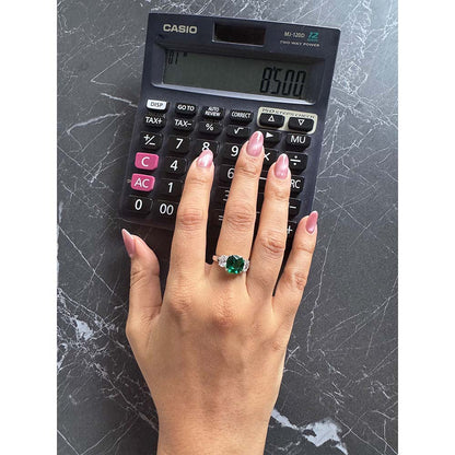 Mon Tresor Green Cushion Cut With Ovals Ring