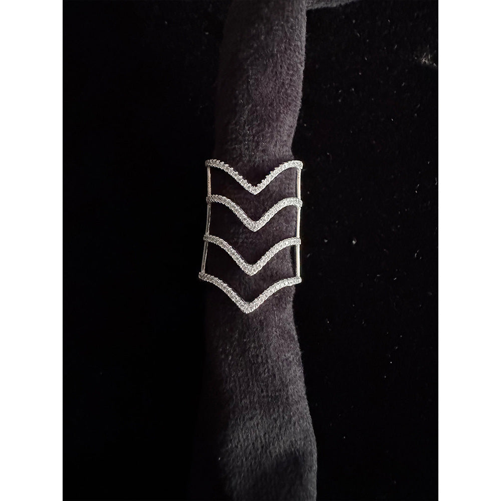 Mon Tresor Triple Chevron Statement Ring - White