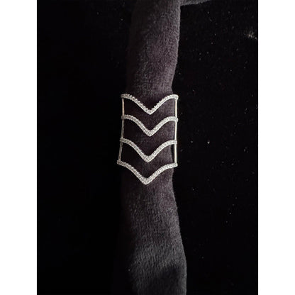 Mon Tresor Triple Chevron Statement Ring - White