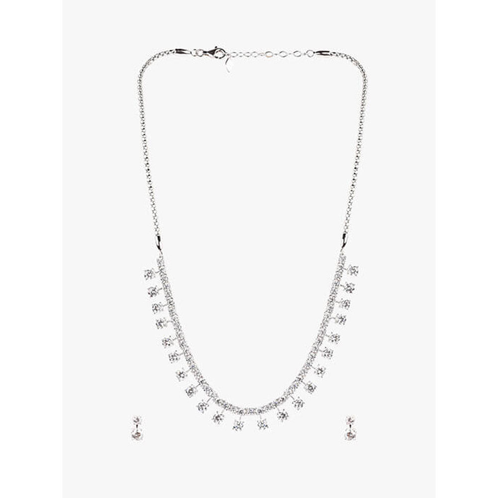 Mon Tresor Diamond Symphony Necklace with Pair of Earrings - White