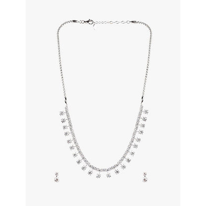 Mon Tresor Diamond Symphony Necklace with Pair of Earrings - White