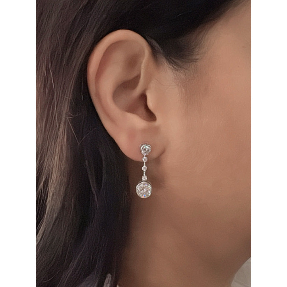 Mon Tresor Bezelting Drop Necklace with Pair of Earrings - White