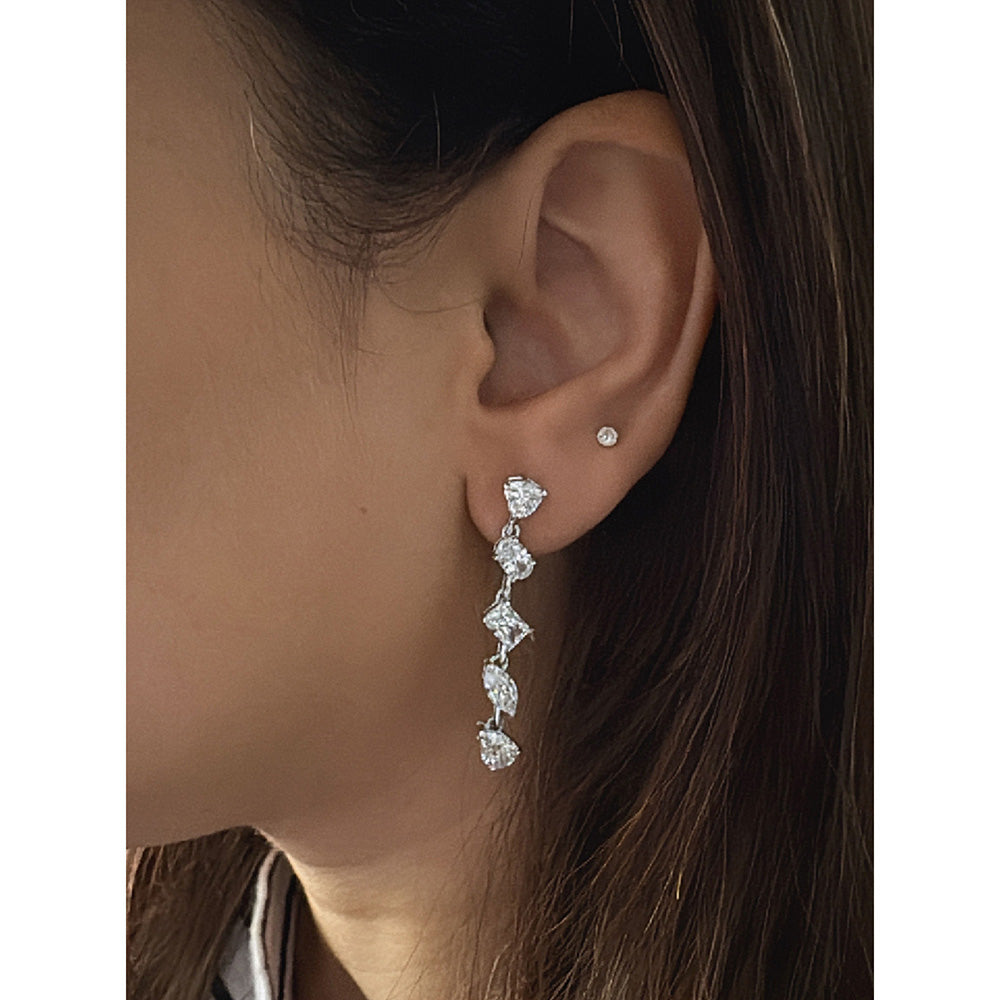 Mon Tresor Assorted Diamond Drop Earrings - White