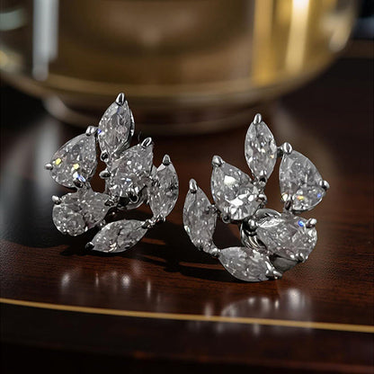 Mon Tresor Pear And Marquee Diamond Stud Earrings - White