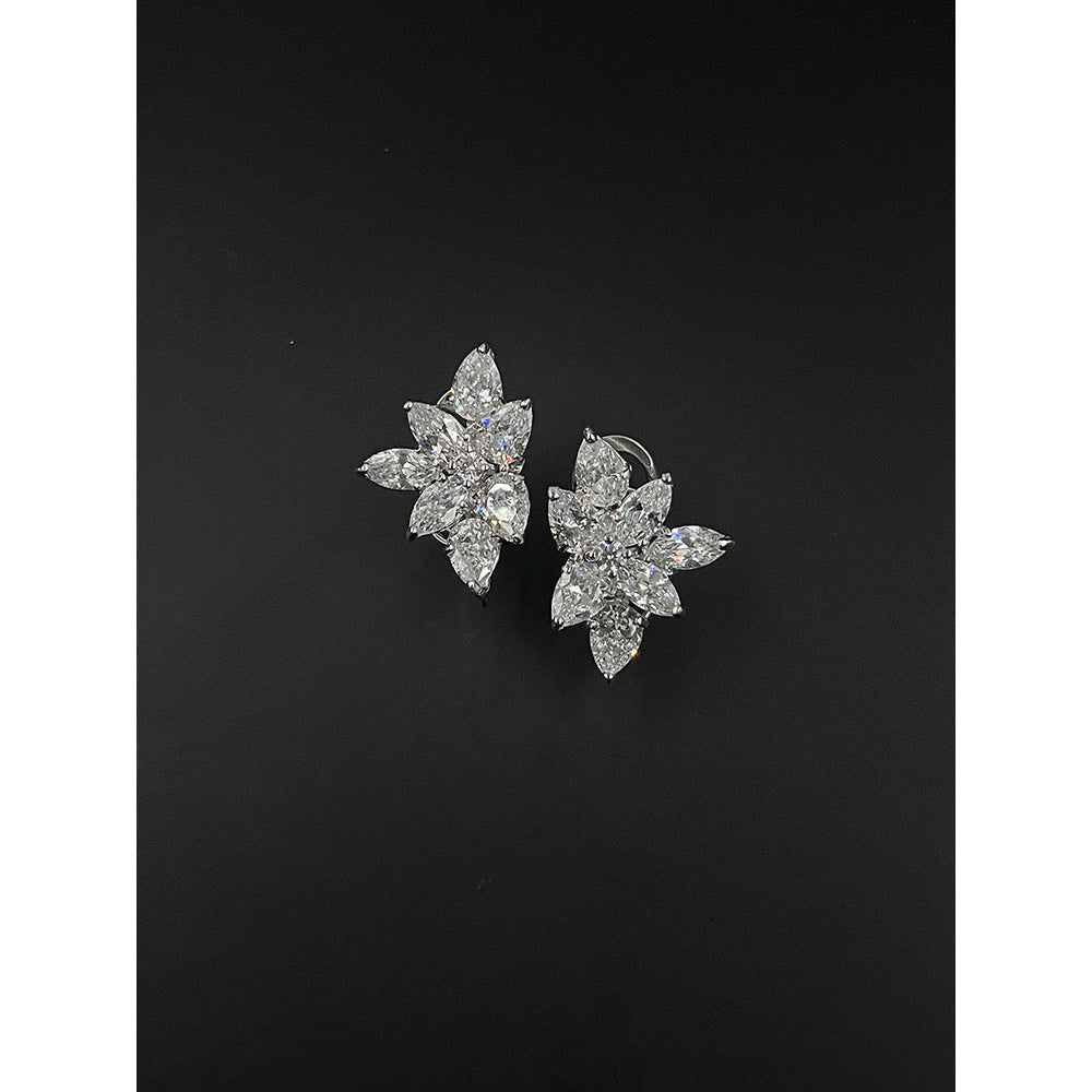 Mon Tresor Classic Pear Cluster Stud Earrings - White