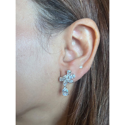 Mon Tresor Celeste Bloom Drop Earrings - White