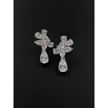 Mon Tresor Celeste Bloom Drop Earrings - White