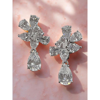 Mon Tresor Celeste Bloom Drop Earrings - White