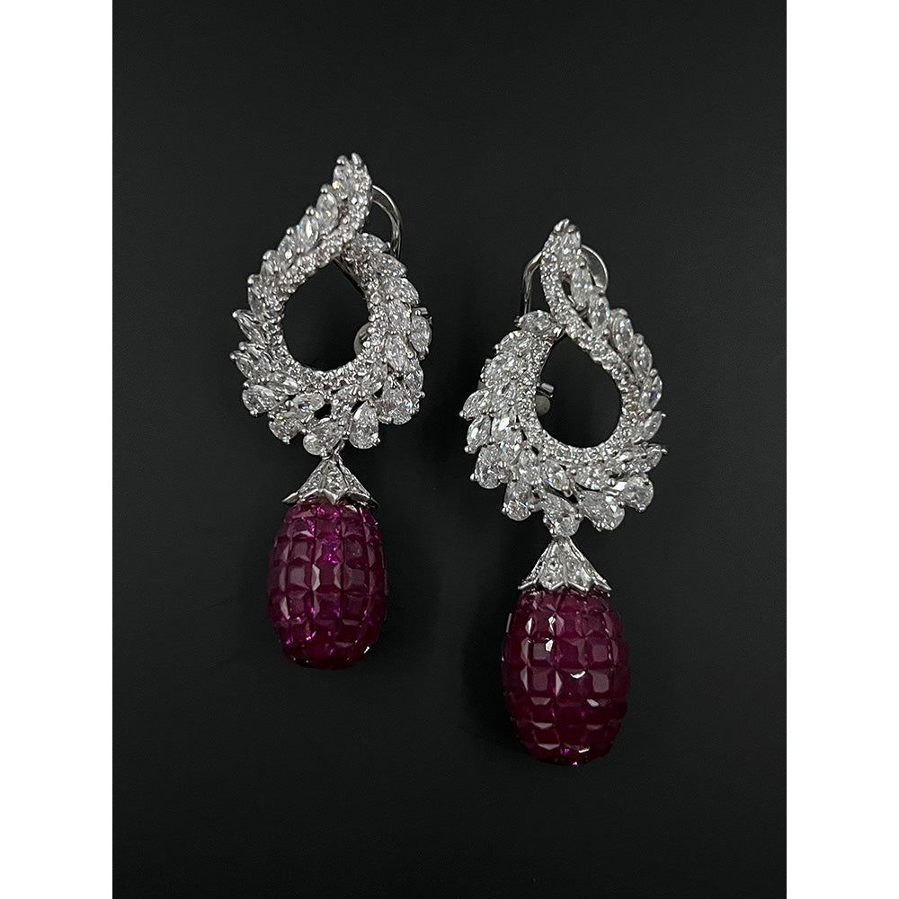 Mon Tresor Twisted Cluster Top With Red Invisible Drop Earrings