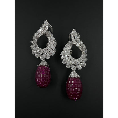 Mon Tresor Twisted Cluster Top With Red Invisible Drop Earrings