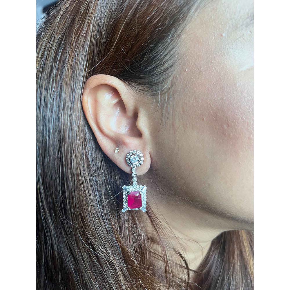 Mon Tresor Crimson Radiance Earrings - Pink