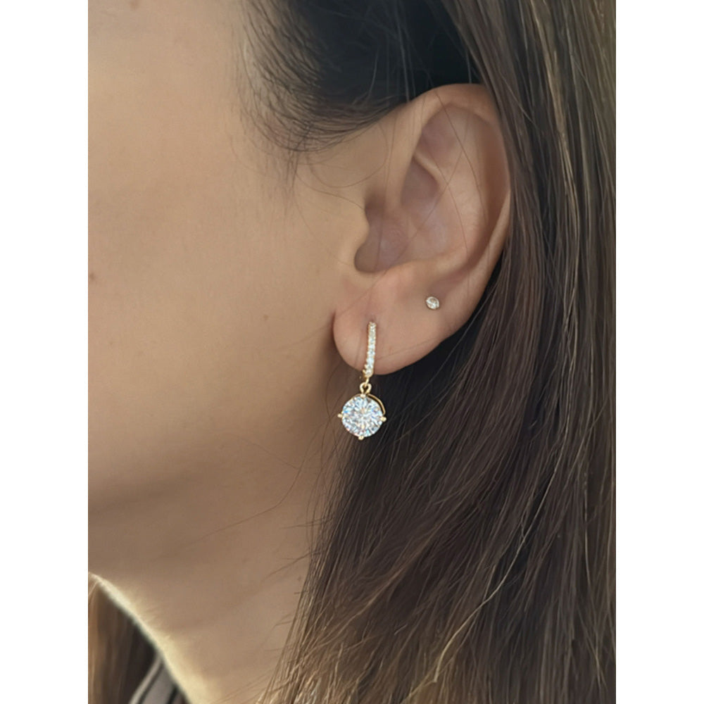 Mon Tresor 2 Carat Solitaire Earrings In 18K Gold Polish - White