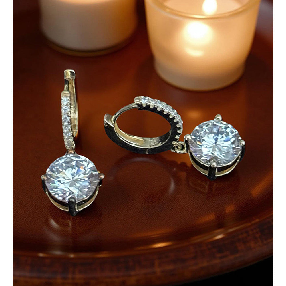 Mon Tresor 2 Carat Solitaire Earrings In 18K Gold Polish - White
