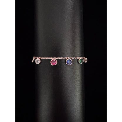 Mon Tresor Coloured Charms Bracelet In Rose Gold Polish - Multi-Color