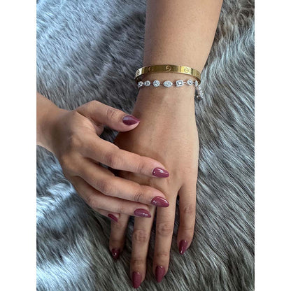 Mon Tresor Assorted Shaped Diamond Bracelet With Dia Halo - White