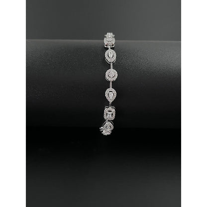Mon Tresor Assorted Shaped Diamond Bracelet With Dia Halo - White