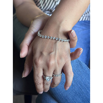 Mon Tresor Heart Solitaire Tennis Bracelet - White
