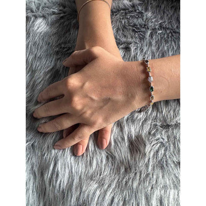 Mon Tresor Green And Yellow Bezel Tennis Bracelet - Multi-Color