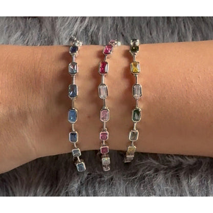 Mon Tresor Green And Yellow Bezel Tennis Bracelet - Multi-Color