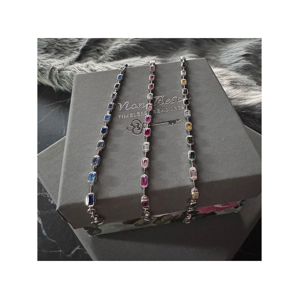 Mon Tresor Green And Yellow Bezel Tennis Bracelet - Multi-Color