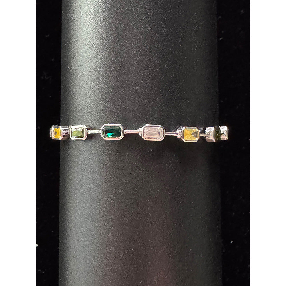 Mon Tresor Green And Yellow Bezel Tennis Bracelet - Multi-Color