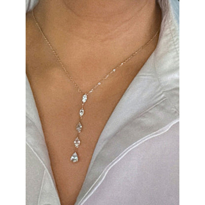 Mon Tresor Marquis And Pear Dia Long Drop Necklace - White