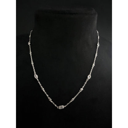 Mon Tresor Bezel Set Assorted Diamond Link Necklace - White