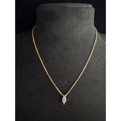 Mon Tresor Gold Necklace With Single Marquis Diamond - White