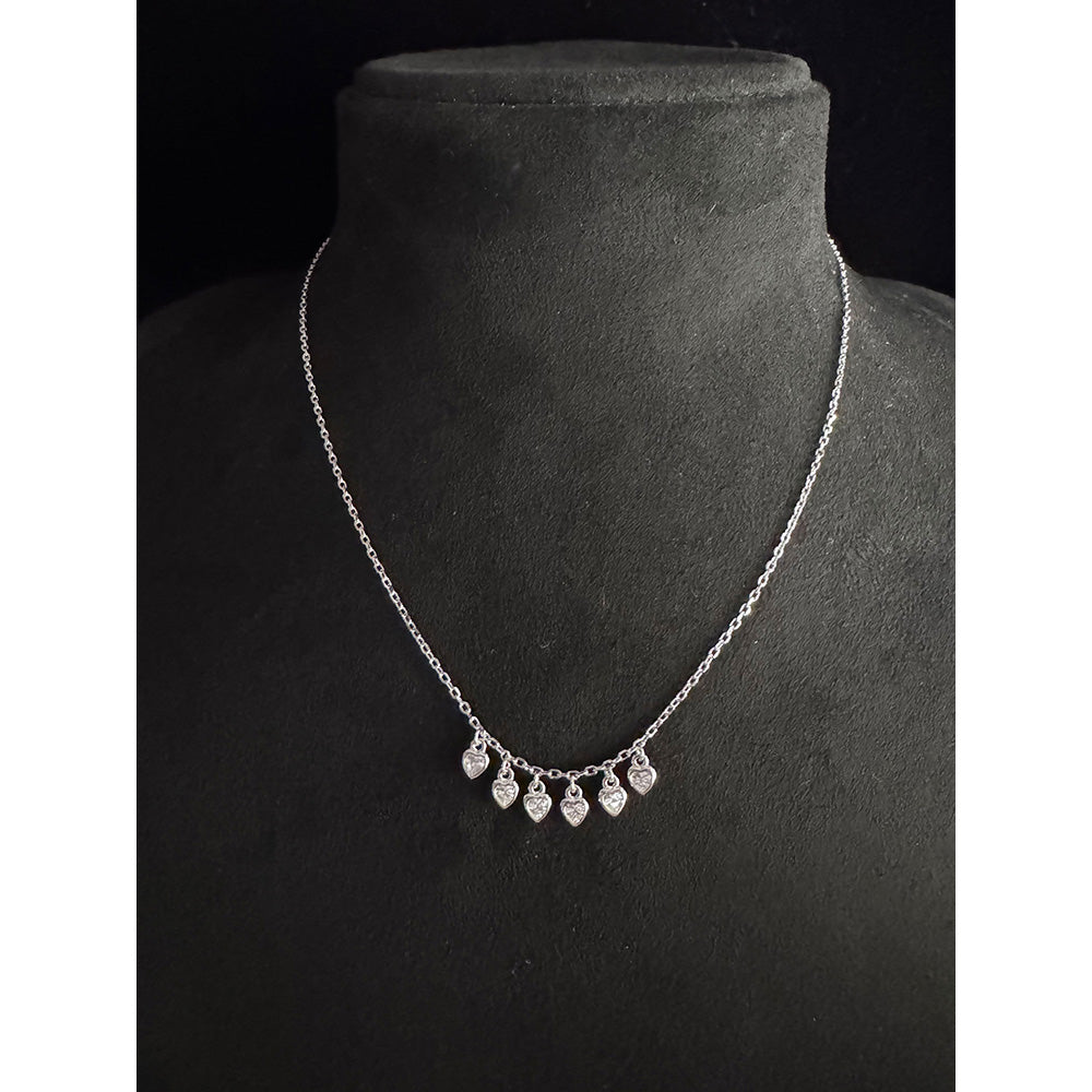 Mon Tresor 6 Hearts Charm Necklace - White