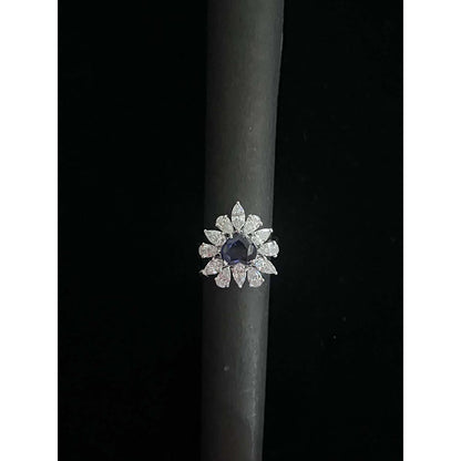 Mon Tresor Blue Heart Centre With Pear And Marquee Dia Halo