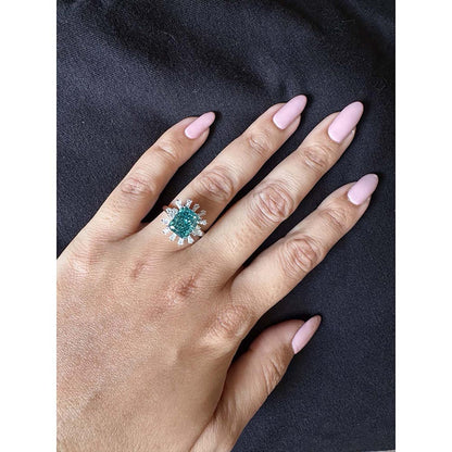 Mon Tresor Rectangle Ice Green With Segmented Dia Halo