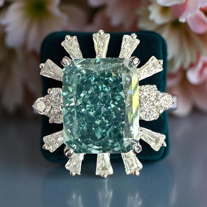 Mon Tresor Rectangle Ice Green With Segmented Dia Halo