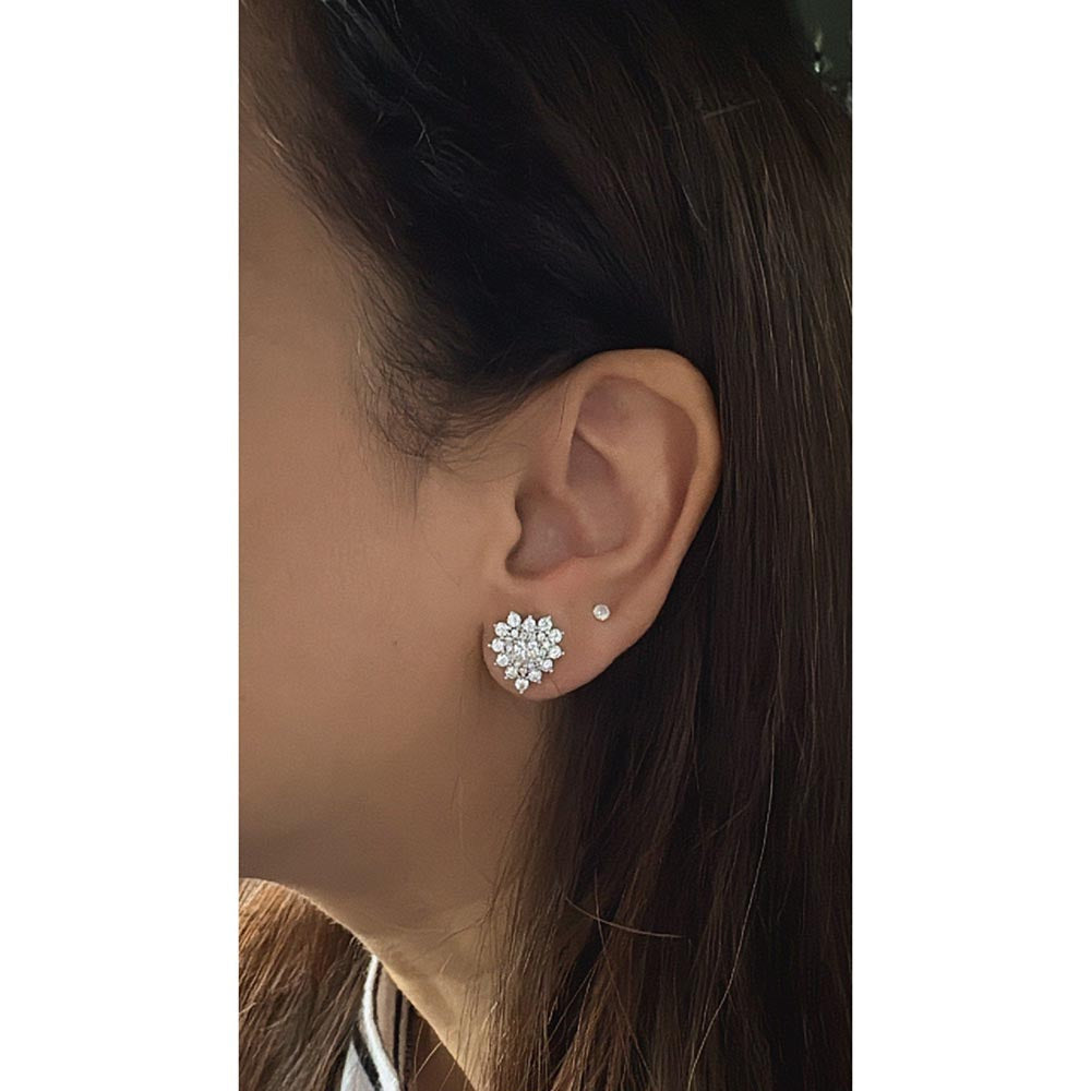 Mon Tresor White Pear With Double Halo Stud Earrings