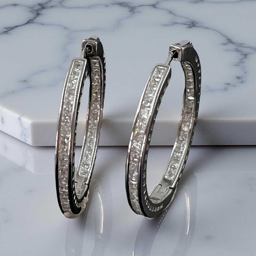 Mon Tresor White Princess Cut Diamond Bali In Channel Setting
