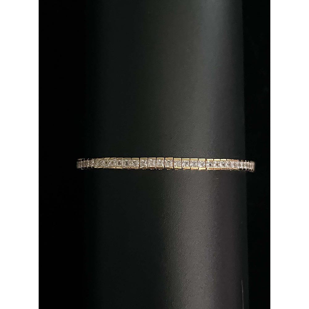 Mon Tresor White Golden Glow Princess Cut Tennis Bracelet
