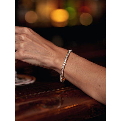 Mon Tresor White Golden Glow Princess Cut Tennis Bracelet