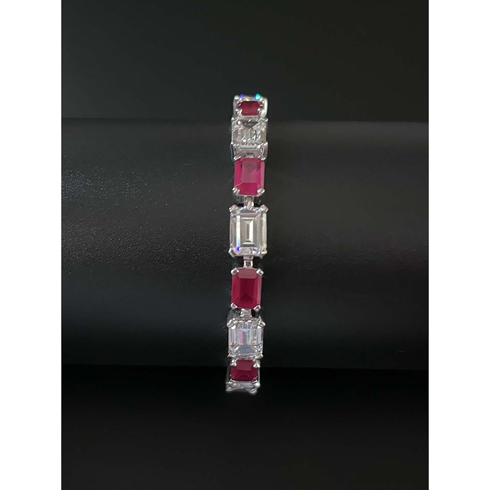 Mon Tresor Alternate Red Emerald Cut Tennis Bracelet