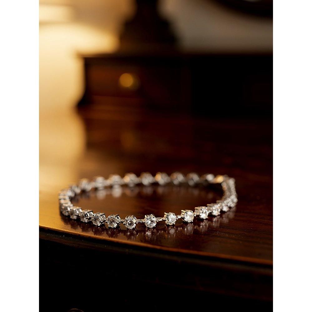 Mon Tresor White Segmented 6 Prong Tennis Bracelet