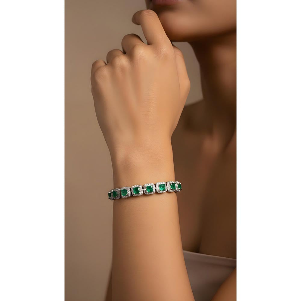 Mon Tresor Green Emerald Grace Tennis Bracelet