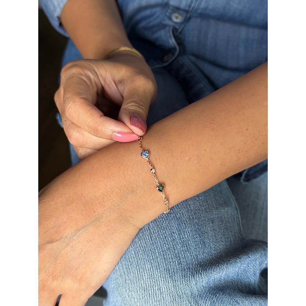 Mon Tresor Multi-Colour Rose gold Link Bracelet With Hearts