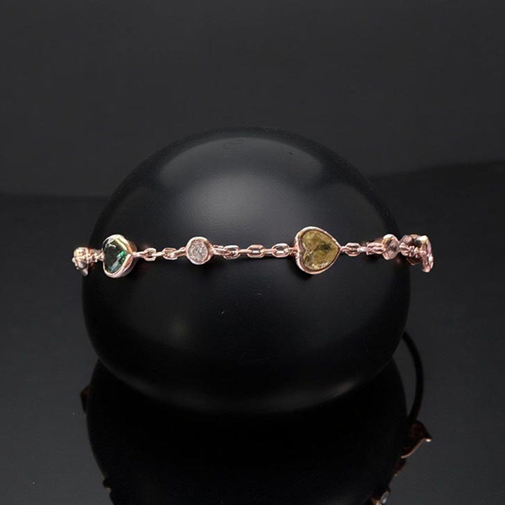 Mon Tresor Multi-Colour Rose gold Link Bracelet With Hearts