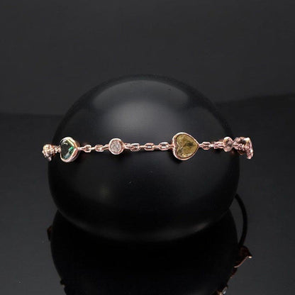 Mon Tresor Multi-Colour Rose gold Link Bracelet With Hearts
