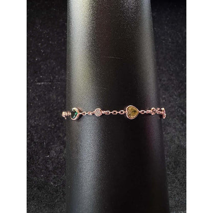 Mon Tresor Multi-Colour Rose gold Link Bracelet With Hearts