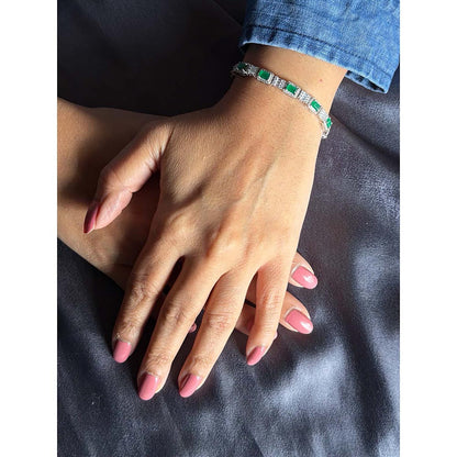 Mon Tresor Green Emerald Cut And Baguette Bracelet