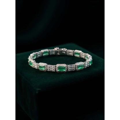 Mon Tresor Green Emerald Cut And Baguette Bracelet