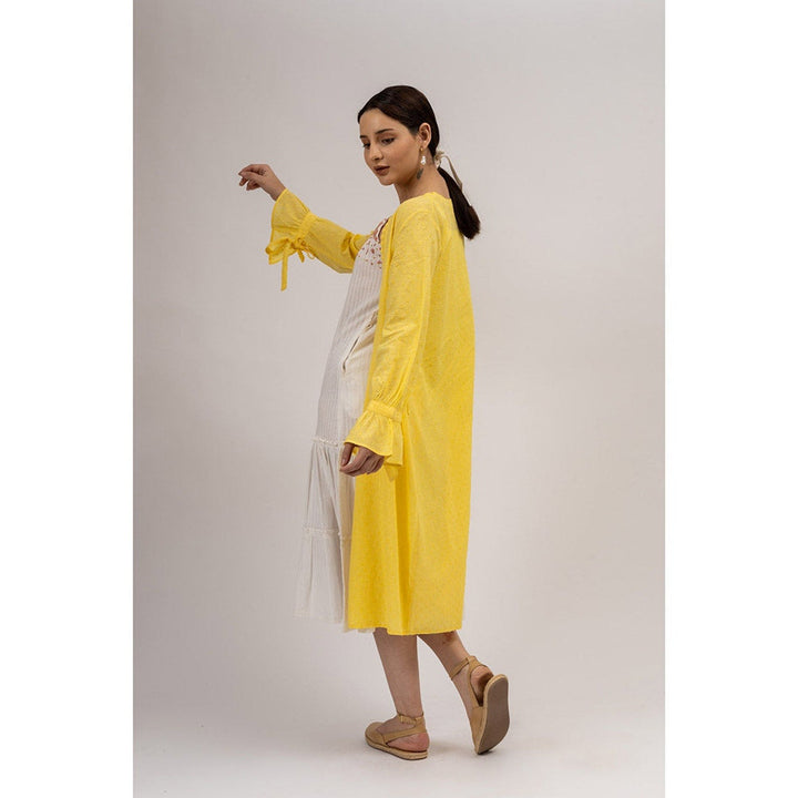 Mushio Women's Camilla Cotton Self Design Yellow Jacket