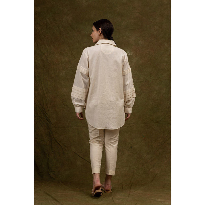 Mushio Women's Carla Cotton Embroidered Off White Shirt