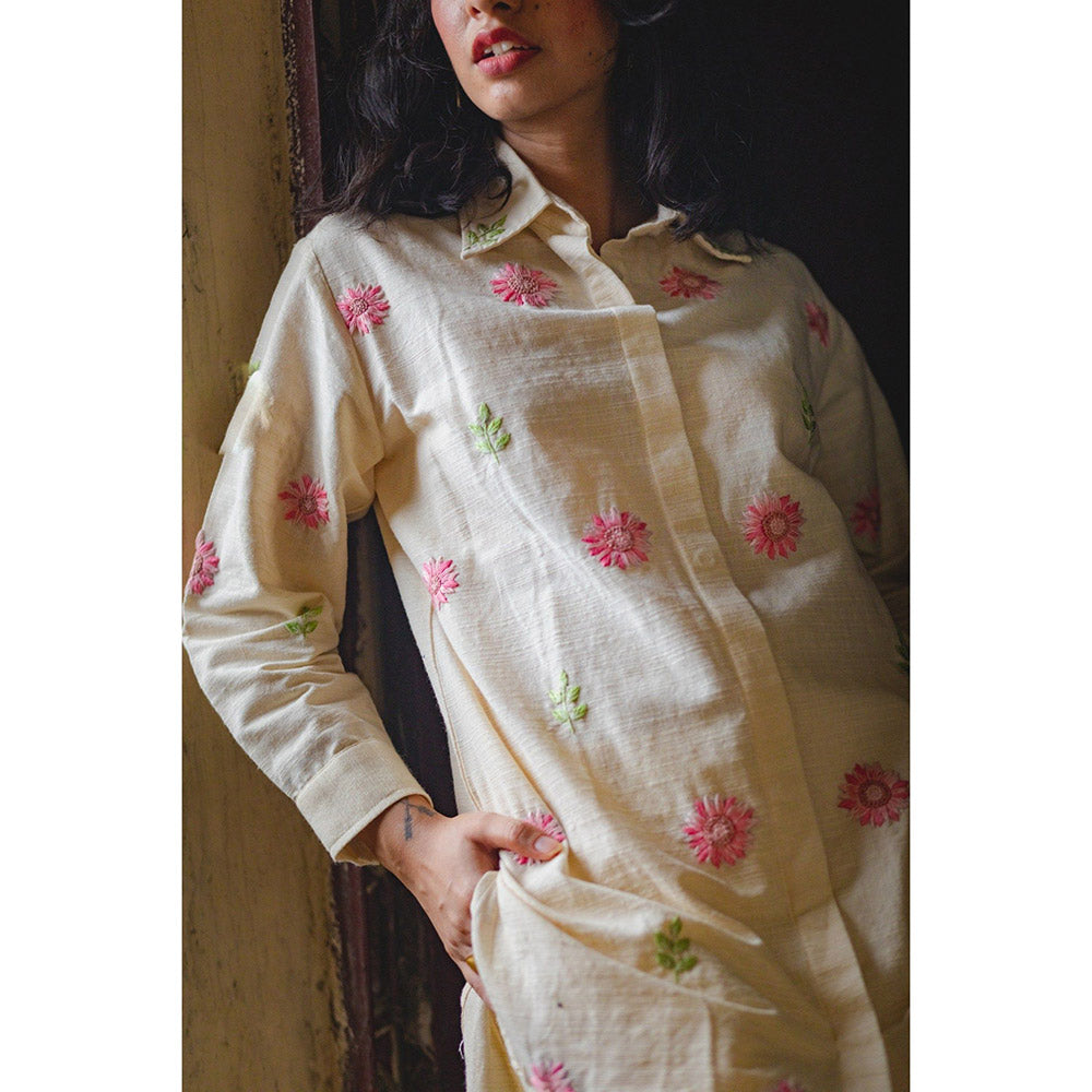 Mushio Nargis Shirt with Floral Hand Embroidery